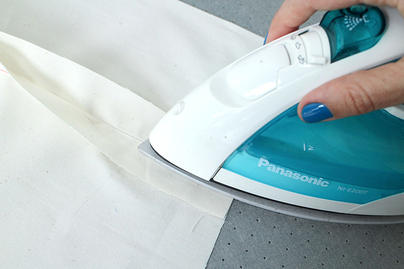 pressing seams with an iron