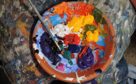 mixing paint artist palette
