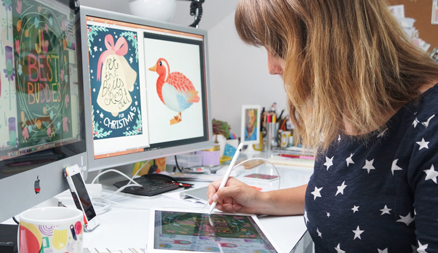 sam osborne working in her studio