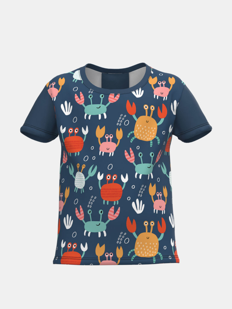 a t-shirt with colourful crab designs to wear on the occasion of pride month