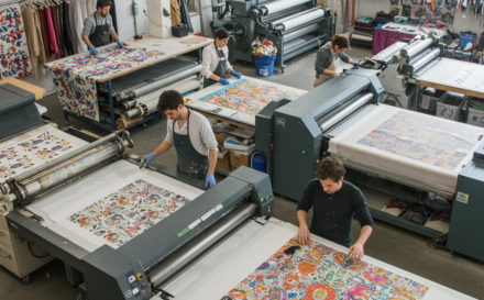 Contrado's workshop showcasing artisans and printing machines