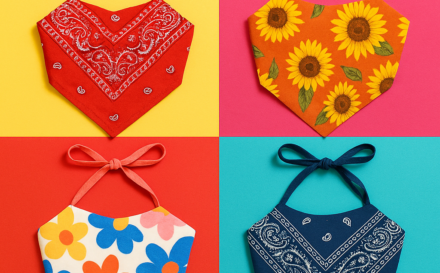 Array of custom bandana tops in modern prints and colours on beautiful girls